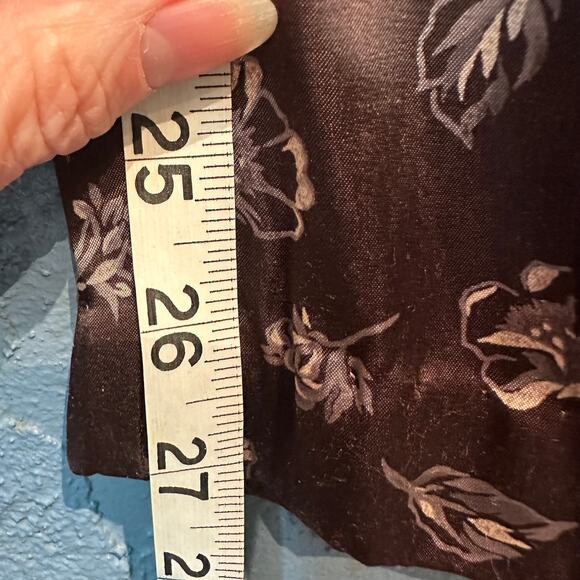 Jones & Co. Large Wide Leg Pants Chocolate Brown Floral Pull On Lounge Fall - Picture 4 of 5